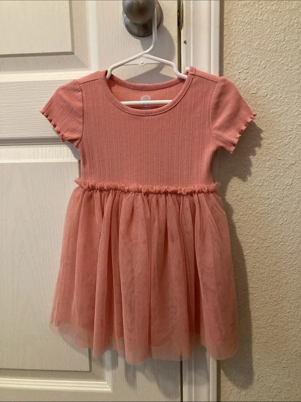 Pink Ribbed Tulle Dress